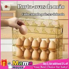 Organizador de Ovos com Timer Caixa de Ovos para Geladeira Porta de Geladeira 30 Ovos