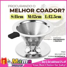 Filtro de Café Inox Alta Qualidade - Coador Reutilizável para Chá e Café - Método Pour Over 1000ml