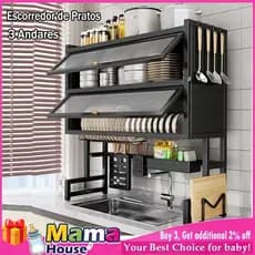 85cm Escorredor de pratos suspenso modular para cozinha organizador prateleira dupla asfalto porta
