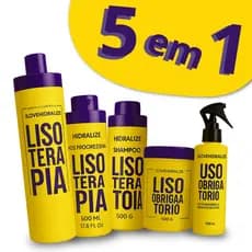 Kit Lisoterapia 5x1 Liso Extremo Sem Formol Progressiva Máscara Protetor Shampoo Condicionador 5x1