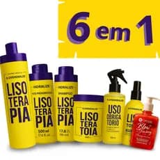 Kit 6x1 Lisoterapia Progressiva SEM FORMOL Shampoo Condicionador Máscara Tônico Protetor Blow girl