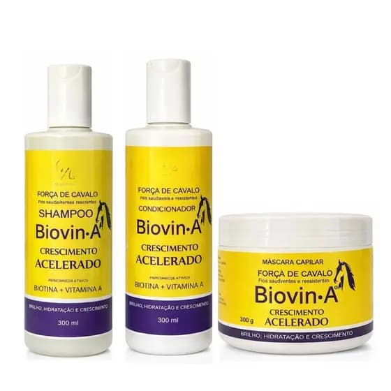 Kit Crescimento Capilar Biovin-A Força de Cavalo Vivance Cosmeticos 100% Natural 3x300g