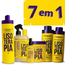 Kit 7x1 Progressiva Lisoterapia Shampoo Condicionador Máscara Tônico protetor Shamp Antiresiduo