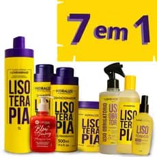Kits Lisoterapia Progressiva Sem Formol Shampoo Condicionador Máscar Tônico protetor Anti contém 5 variações