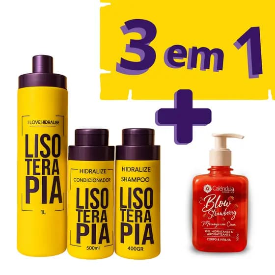 Kit Lisoterapia 3x1 Progressiva SEM FORMOL Shampoo Condicionador Blow Girl - TEM VARIAÇÃO