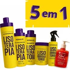 Kit Lisoterapia 5x1 Progressiva Sem Formol Máscara Protetor Shampoo Condicionador Blow Girl