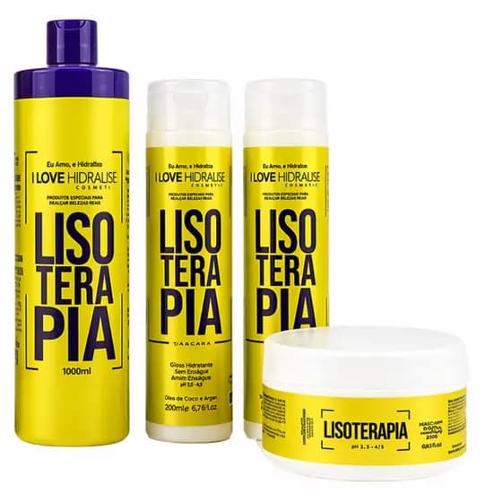 Kit Lisoterapia Hidralise Progressiva Sem Formol Shampoo Condicionador Máscara Capilar Crescimento