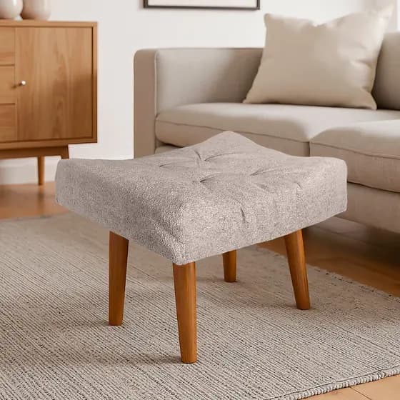 Puff Banqueta Decorativa Suede Veludo - Pés Palito Madeira • Resistente até 150kg • Confortável e Moderno (Uma Unidade)
