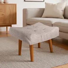 Puff Banqueta Decorativa Suede Veludo - Pés Palito Madeira • Resistente até 150kg • Confortável e Moderno (Uma Unidade)