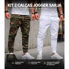 Kit 2 Calças Masculina Jogger Com Elástico Punho e Cordão De Amarração Promoção Brás Atacado