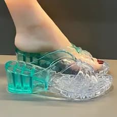 Chinelos Plataforma Impermeáveis com Sola Grossa, Chinelos de Cristal Elegantes, Sapatos Jelly para Mulheres I1YM JEOY
