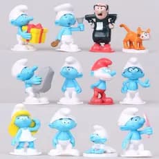 Conjunto de 12 Figuras de Anime de 5cm Os Smurfs Gargamel Smurfette Elfo Azul Anão Gnomo Versão Q 9MA4
