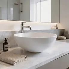 Cuba de Sobrepor Instalação p/ Banheiro Plástico ABS Lavabo Pia Moderna Resistente - Blue Moby