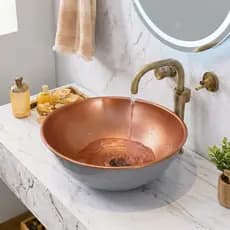 Cuba de Sobrepor Cinza Cobre de Fácil Instalação Para Banheiro e Lavabo Pia Moderna – Blue Moby