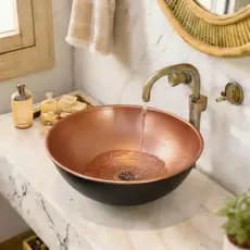 Cuba de Sobrepor de Fácil Instalação Para Banheiro e Lavabo Blue Moby Cor Preto/Cobre – Pia Moderna