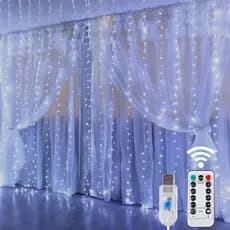Cordão de Luzes LED para Cortina Fio de Cobre Puro - USB e Controle Remoto | Decoração Festiva
