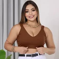 Blusa Cropped Feminino Com Decote em V e Alças com elástico Prático e Perfeito para o Seu Look