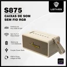 Caixa de Som Bluetooth | Bluetooth 5.3 | bateria com duração de 12 horas | IPX6 | RGB | TWS LENYES