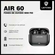 Fone de Ouvido Bluetooth Sem Fio, Som de Alta Fidelidade, 20h de Bateria e Microfone – LENYES