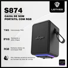 Caixa de Som Bluetooth V5.3 | TWS/RGB/Compatível com App/Mini Alto-falante,Preto/Branco LENYES