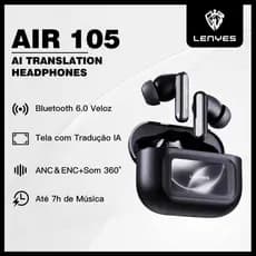 Fone de Ouvido Bluetooth 6.0 ANC, Tela de Tradução IA e 40h de Bateria LENYES