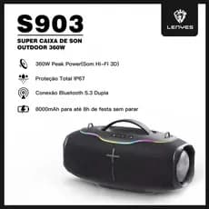 Caixa de Som Bluetooth 360W | Som 3D HIFI Estéreo RGB V5.3 IP67 Para Festas LENYES