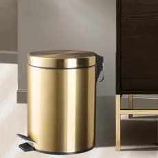 Lixeira Dourada Inox Com Pedal 3 litros Multiuso Com Balde Banheiro Escritório Cozinha
