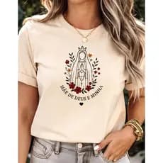 Camisa Feminina Nossa Senhora Religiosa Delicada Estilosa