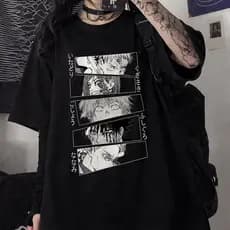 Camiseta Anime Jujutsu Kaisen Grupo Megumi Nobara Itadori Yuta Gojo Satoru Otaku Qualidade Premium