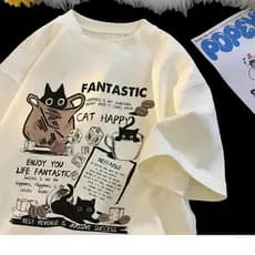 Camiseta Modelo Unissex Feminina 100% Algodão Fio 30.1 Cat Fantastic Happy Qualidade Premium