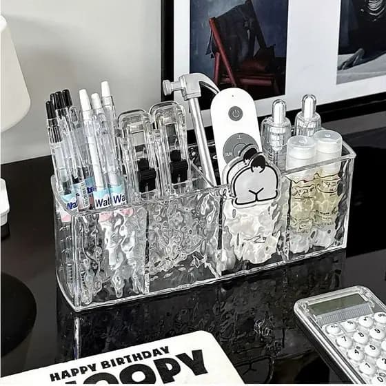Organizador de Cosmético Porta Pincel Maquiagem Penteadeira 4 Divisórias Diamante