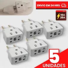 Adaptador de Tomada C/5 Benjamin BOB 10A/20A Pino Maciço Resistente