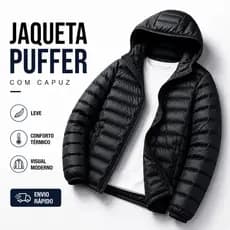 Jaqueta Bobojaco Becker Impermeável Nylon Puffer Masculino com Bolsos e Capuz