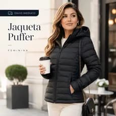 Jaqueta Puffer Feminina Unissex Bobojaco Blusa de Frio Intenso Unissex com Capuz Outono Inverno Motoqueiro Casaco Neve