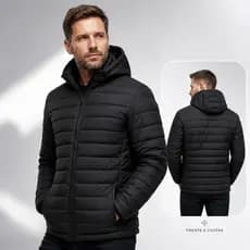 Jaqueta Puffer Bomber Bobojaco Masculina Blusa de Frio Inverno Neve Com Touca Removível
