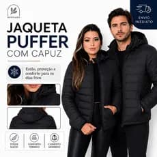 Jaqueta Puffer Bobojaco Unissex Blusa de Frio Inverno Neve Com Touca Removível