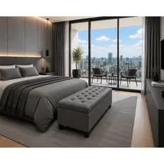 Banco Baú Estofado 120cm Para Pé Da Cama Casal Puff Decorativo Com Sapateira Organizador Interno