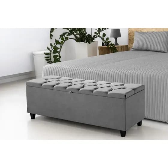 Recamier Puff Baú Banco Decorativo Estofado Para Sala Recepção Quarto Closet Moderno Multifuncional