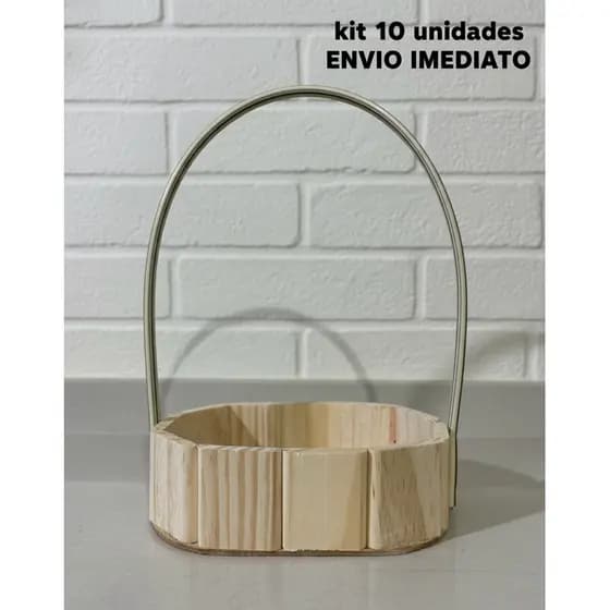 Kit 10 Cesta De Madeira 18 cm Cesta Oval 18x13 Natal