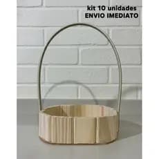 Kit 10 Cesta De Madeira 18 cm Cesta Oval 18x13 Natal