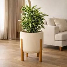 Vaso Decorativo Com Pé De Madeira Nórdico Cachepot Para Plantas Sala Escritório Decoração Moderna