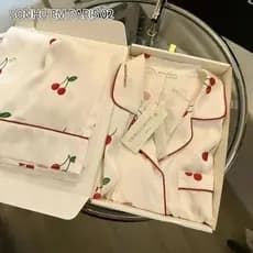 Conjunto de Verão de Seda Gelada Primavera Outono Pijamas de Manga Longa de Seda Gelada Novo Estilo BATG