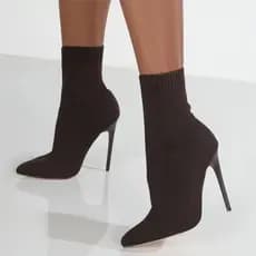 Botas de Salto Alto com Bico Fino para Mulheres Tamanho Grande YVJ2