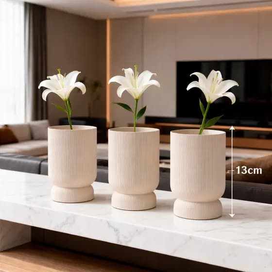 Kit 3/2/1 Vasos para plantas com prato cachepô vaso decorativo flores naturais bandeja para água