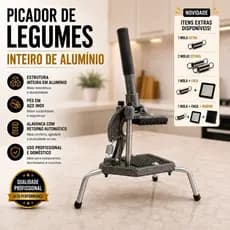 Picador de Legumes Profissional Alumínio Preto com Pés Inox Corte em Cubos e Palitos