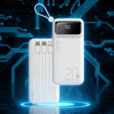 Power Bank Carregador Portátil Turbo 22.5W ASL 20000mah  com display 4 Cabos Integrados indicador de bateria
