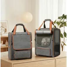 Mochila de Transporte para Pet com Abertura Lateral Tecido Oxford Boa Ventilação Ideal para Viagem