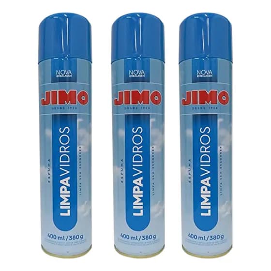 Kit 3 Limpa Vidros Jimo em Espuma – Brilho e Transparência Profissional na Limpeza de Vidros e Espelhos