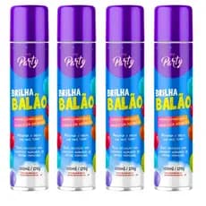 Kit 4 Spray Brilha Balão 300ml – Brilho Intenso para Bexigas e Balões de Festa, Maior Durabilidade e Acabamento Profissi