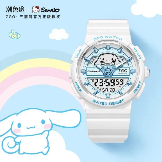 Sanrio Genuine Hong Kong Co-Branded Watch Feminino Junior High School Impermeável Luminoso com Despertador Esportes Movi